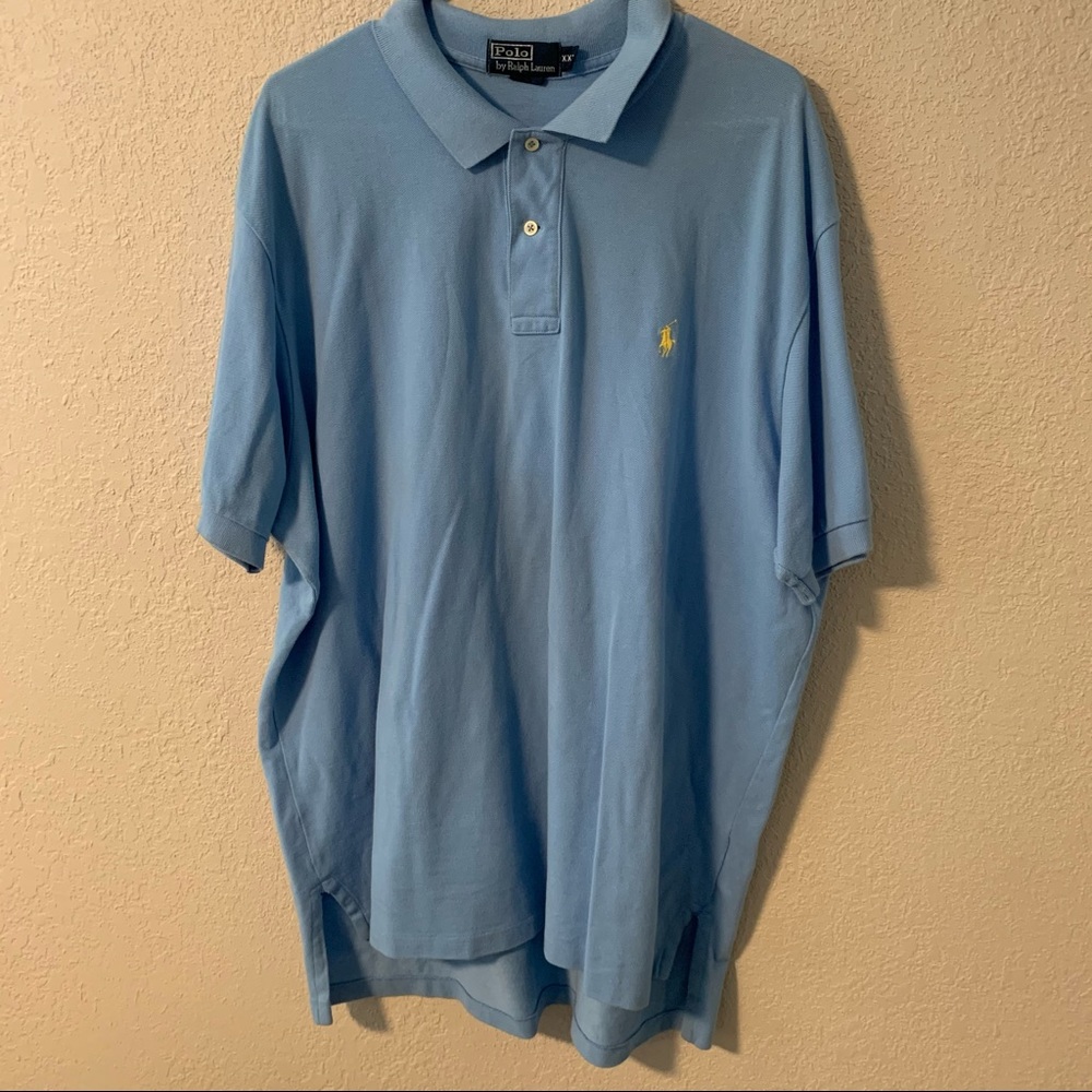 Baby Blue XXL Polo Shirt with Gold Horse Logo